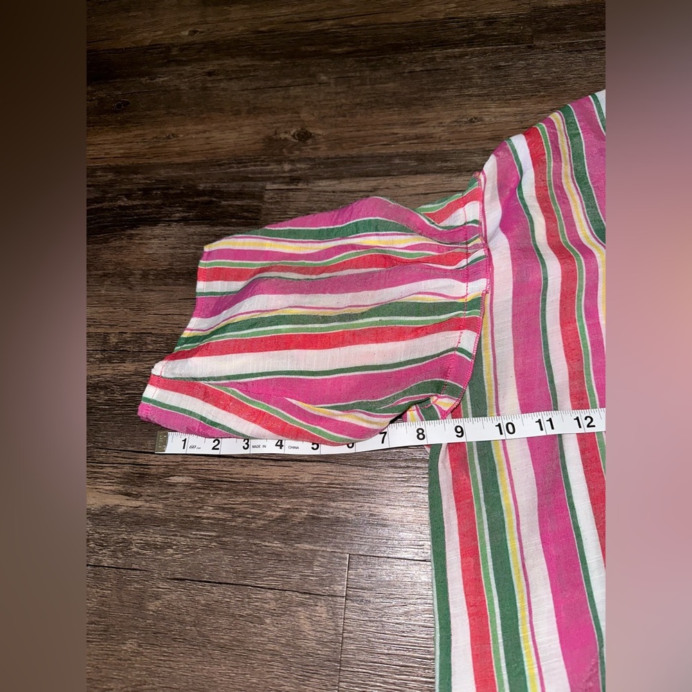 Notations Colorful Button Down Tie Blouse - Picture 6 of 8